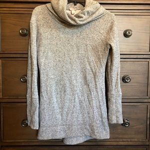 Long cowl neck marbled sweater